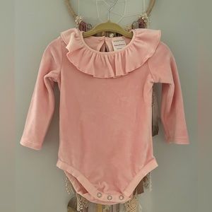 Hanna Andersson Girls Velour Onesie 6-12M